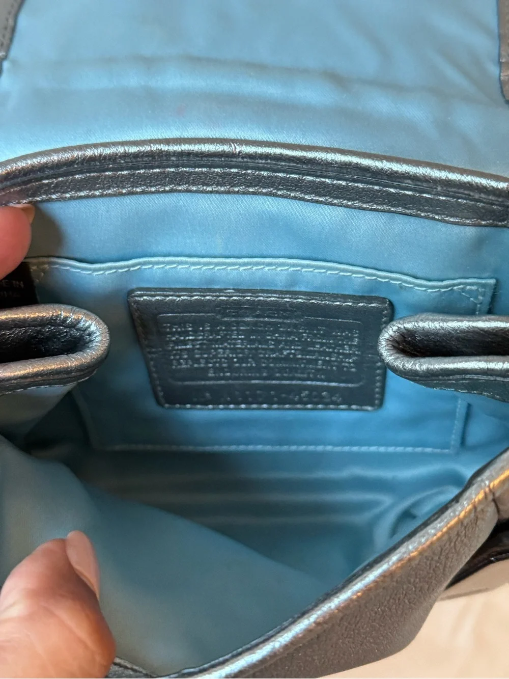 Coach |  Campbell Turnlock Metallic Silver Mini Crossbody Bag
